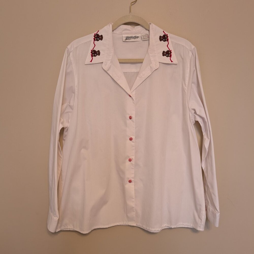 VINTAGE 1990s Yves St. Clair teddy bear button up blouse 18
